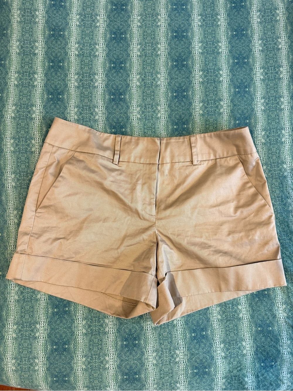 New York & Company Beige Roll-Cuff Bermuda Shorts